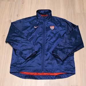 Vintage 90s Nike USA Soccer Windbreaker Jacket Womens L Navy World Cup USMNT